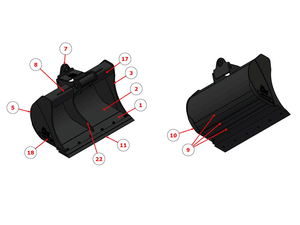 RHINOX Tag / CP / Wain Roy 4000-8000 Lbs. Excavator Ditch Bucket (1.25" T-Pin)