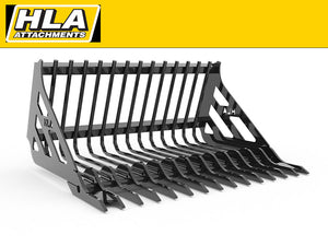 HLA Compact Duty Stone Fork/Rock Bucket (Retainer Style Tine) for Skid Steer