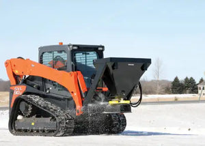 ERSKINE salt sand and fertilizer material spreader for skid steers