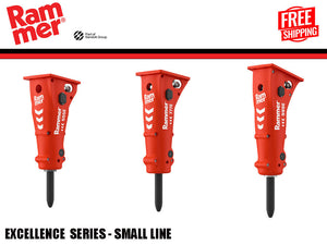 RAMMER Excellence series hydraulic hammers for compact excavators 7100 to 28700 lbs.