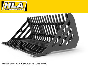 HLA Cucharón para rocas de servicio pesado/horquilla para piedras para minicargadora