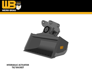 WERK-BRAU Hydraulic Actuator Tilt Bucket for 33,000 - 50,000 lbs. Excavators. (15 & 20MT)