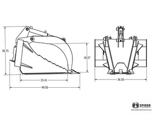SPIDER ATTACHMENTS Stump bucket for mini loader