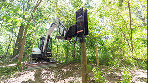 PREMIER PD500E post driver for Mini Excavators 5000-13000 lbs. machines