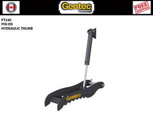 PT240 GENTEC Hydraulic Pin-On Thumb for 25,500lbs to 39,000lbs Excavator - 2 Tines