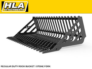 HLA Cucharón para rocas de servicio regular/horquilla para piedras para minicargadora