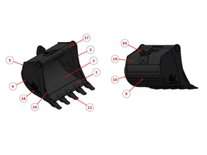RHINOX Tag / CP / Wain Roy Quick Hitch Dirt Buckets for 14000 to 18000 Lbs. Machines (1.75" T-pin)