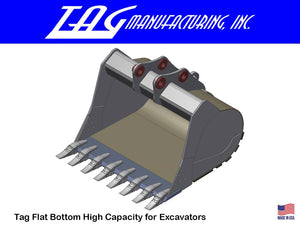 TAG Flat Bottom High Capacity Buckets for 40000 - 45000 lbs. Excavators