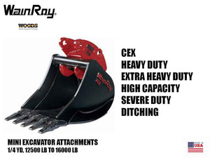 WAIN ROY Severe duty rock buckets for excavators 12500-20000 lbs.