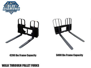 BLUE DIAMOND WALK THROUGH pallet forks for skid steer loader