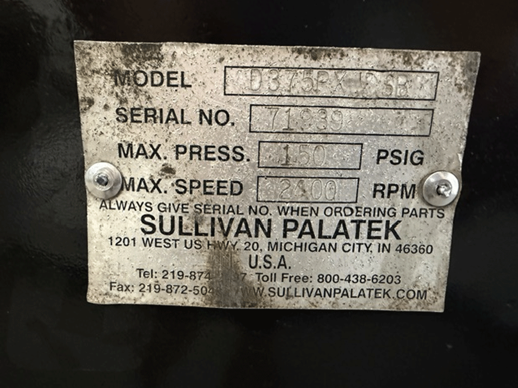 SULLIVAN DC375 Air Compressor