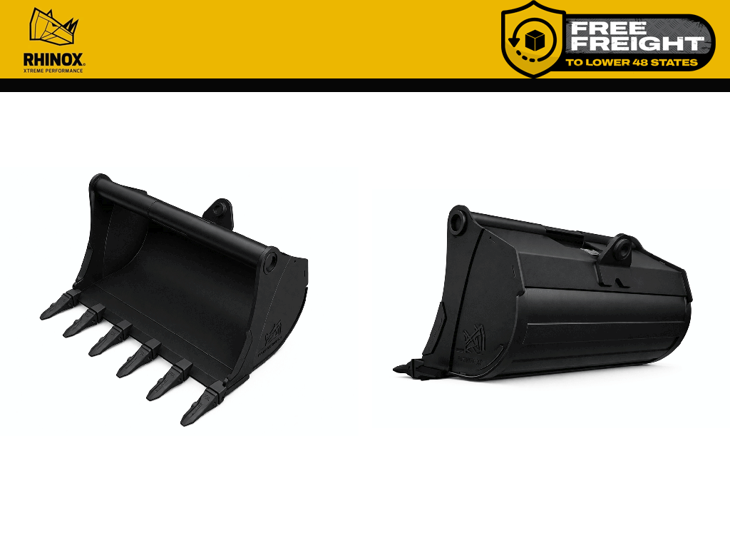 RHINOX Tag / CP / Wain Roy Quick Hitch Dirt Buckets for 10,000 to 12,000 Lbs. Machines (1.25" T-pin)