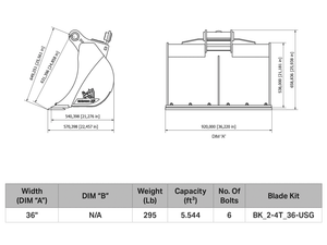 RHINOX Tag / CP / Wain Roy 4000-8000 Lbs. Excavator Ditch Bucket (1.25" T-Pin)