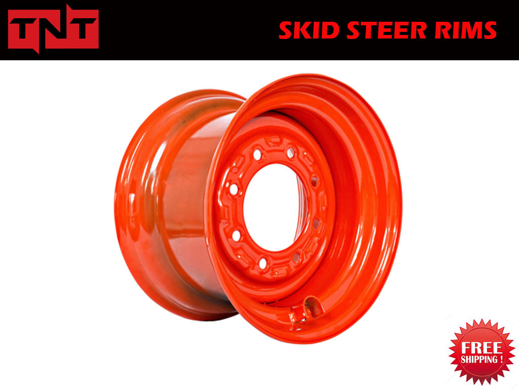 TNT Bobcat orange 8 bolt heavy duty rim for 10x16.5 skid steer tires