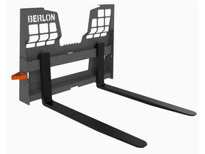 BERLON pallet forks for old style single pin MUSTANG skid steer mounting