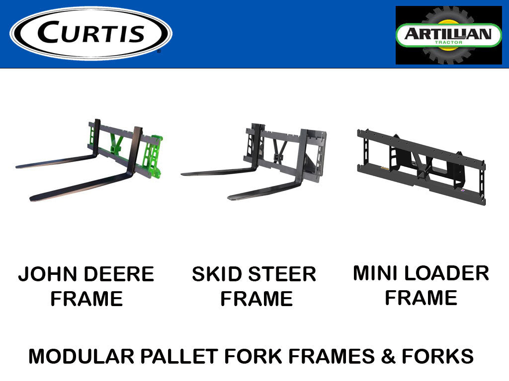 CURTIS / ARTILLIAN modular pallet forks, 3000 lbs. frame