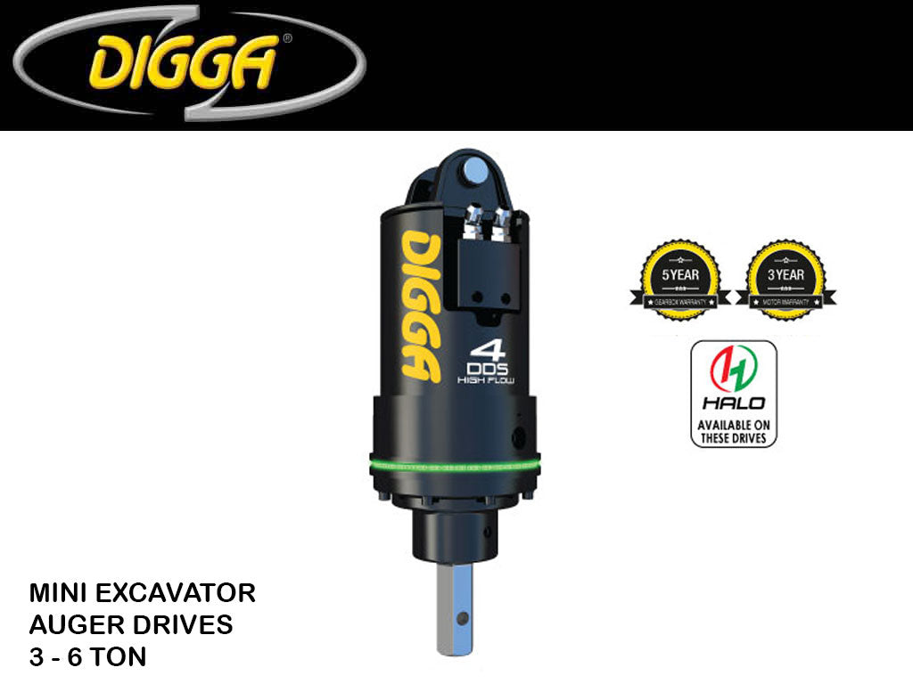 DIGGA auger drives for backhoes , 6600 - 11000 lbs. machines
