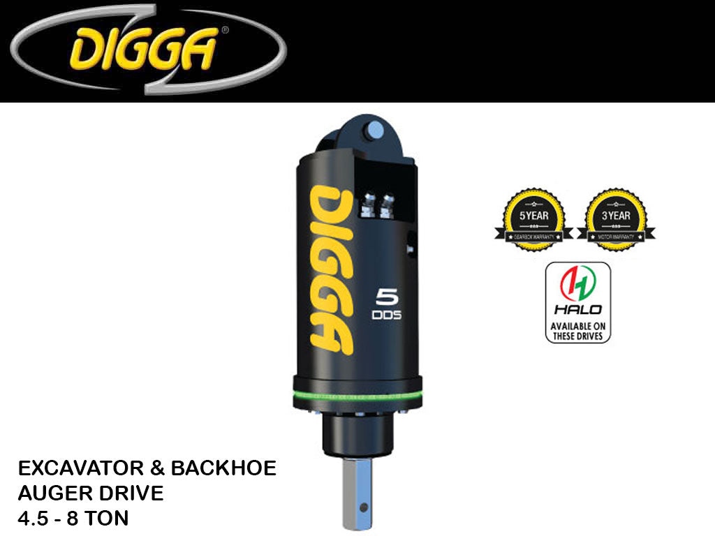 DIGGA auger drives for Backhoes, 9900 - 17600 lbs. machines