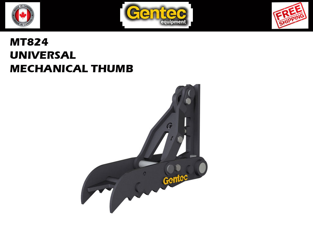 MT824 Gentec Universal mechanical excavator thumbs, 4000-9900 lbs excavators