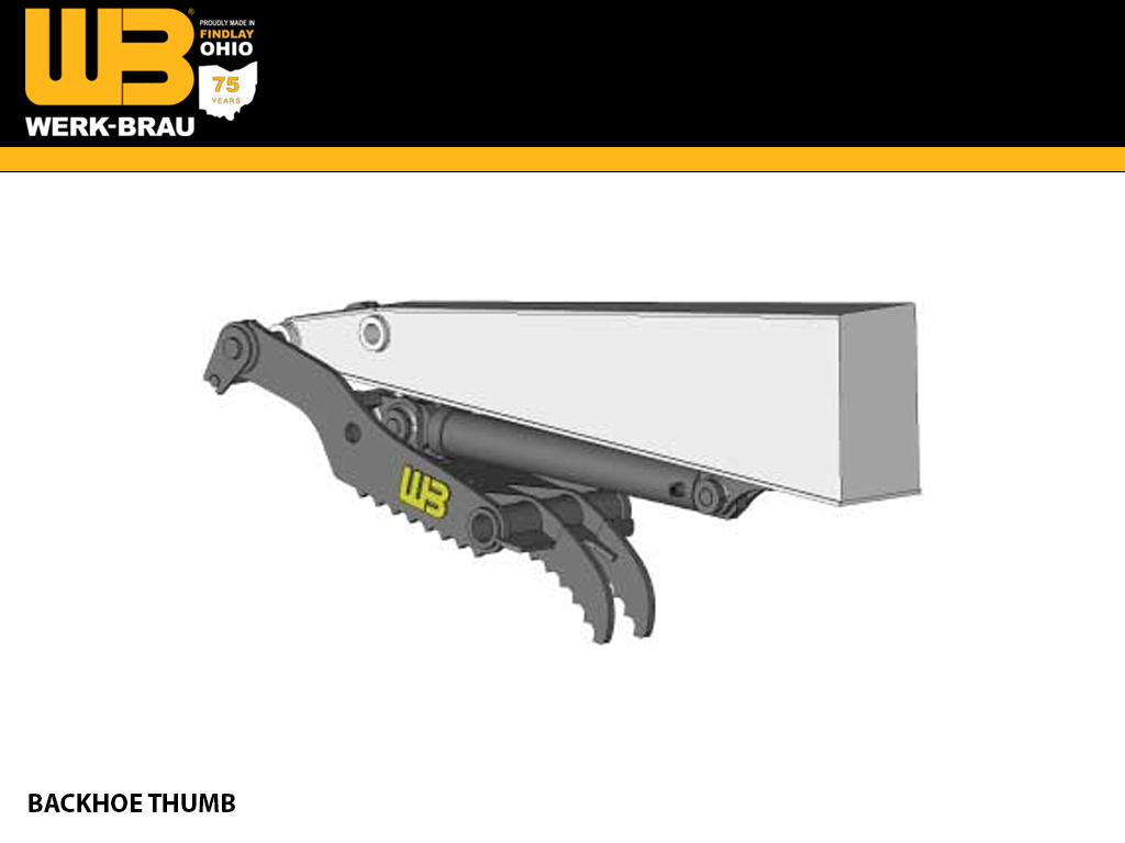 WERK-BRAU Main Pin hydraulic thumb for Backhoes