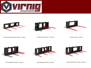 VIRNIG Bale Spears for skid steer loaders