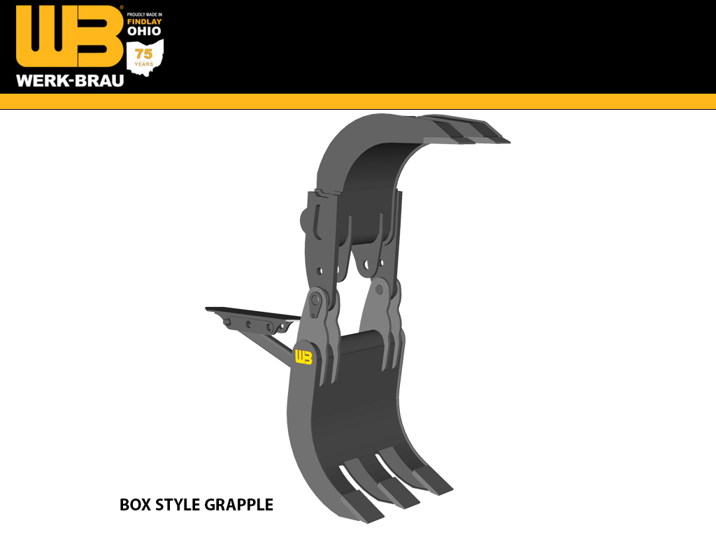WERK-BRAU box style grapple for 24,000 -33,000 lbs Excavators (12MT)
