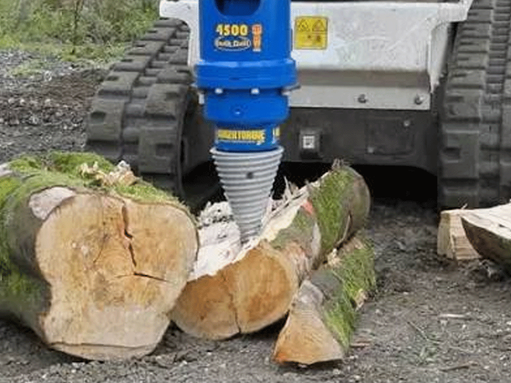 Auger Torque Log Splitter for Excavators & Skid Steers | Cone Log Splitter
