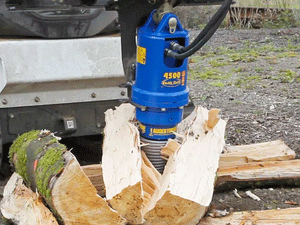 Auger Torque Log Splitter for Excavators & Skid Steers | Cone Log Splitter