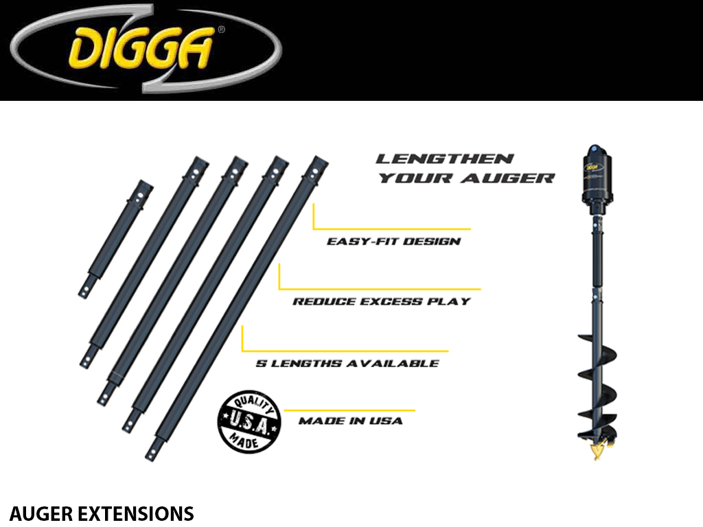 DIGGA 3" HEX AUGER BIT EXTENSIONS (TO SUIT RC10 BITS)