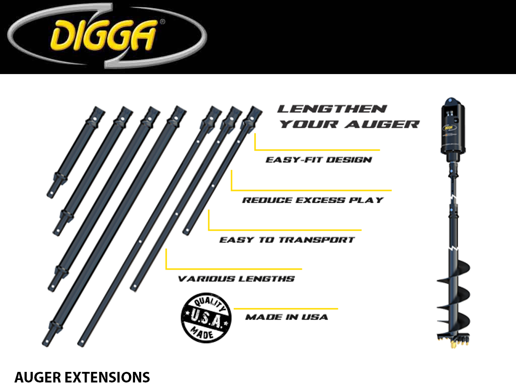 DIGGA 2.5" HEX AUGER BIT EXTENSIONS (TO SUIT A6, RC6, DR6, A8 & RC8 BITS)