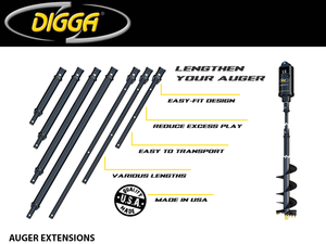 DIGGA 2.5" HEX AUGER BIT EXTENSIONS (TO SUIT A6, RC6, DR6, A8 & RC8 BITS)