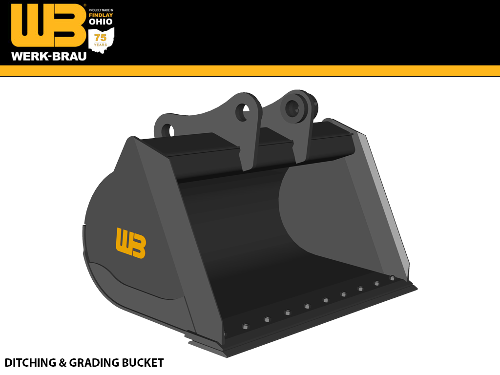 Werk-Brau Ditching & Grading Bucket for 24,000-50,000 lbs. Excavators (12, 15 & 20MT)