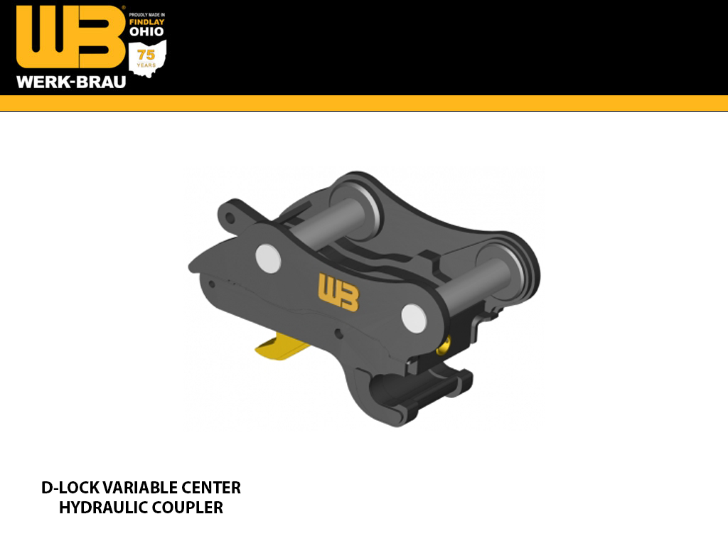 WERK-BRAU D-Lock Variable Center Hydraulic Coupler for 82,000 - 105,000 lbs. Excavators (40MT)