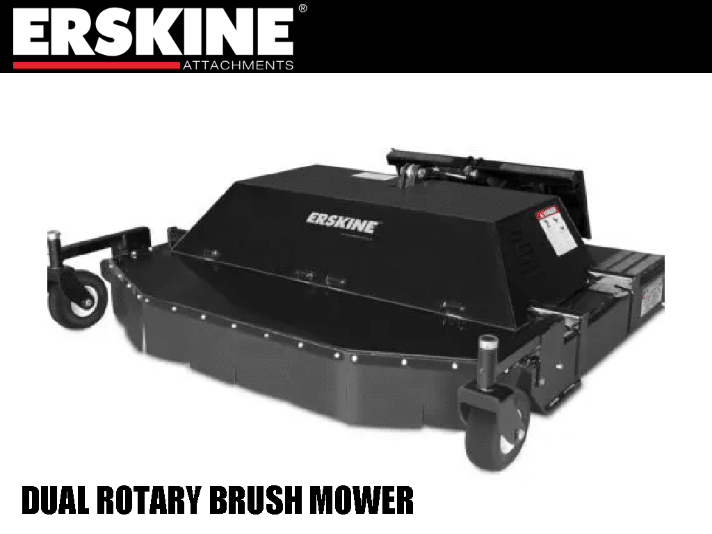 ERSKINE Dual Rotary Brush Mower with float and tilt for skid steers