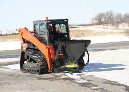 ERSKINE salt sand and fertilizer material spreader for skid steers