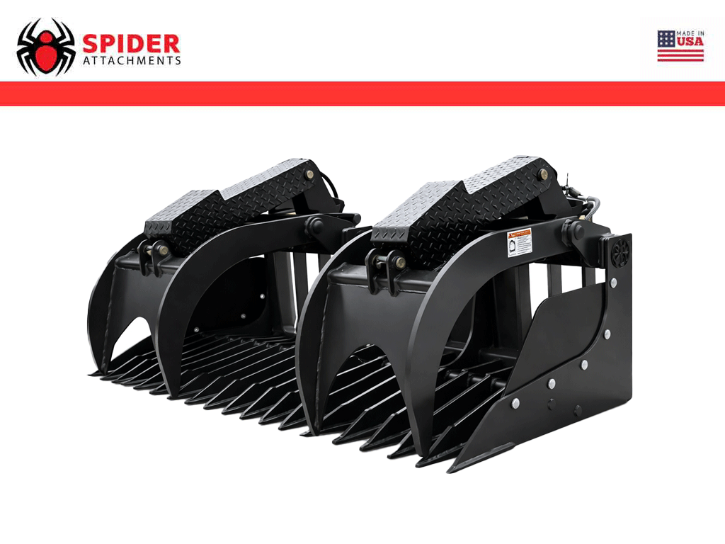 Spider Attachments Extreme Duty Rock Grapple For Skid Steer Loader