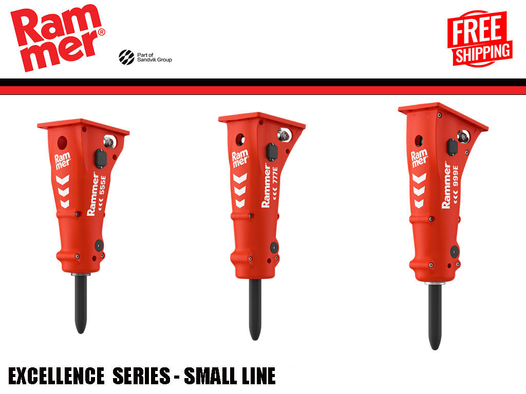 RAMMER Excellence series hydraulic hammers for compact excavators 7100 to 28700 lbs.