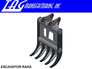 TAG Rake for mini excavators 14000 to 20000 lbs.