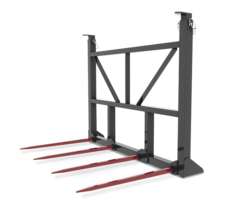 HLA Four Prong Bale Spear with Adjustable Guard for Skid Steer