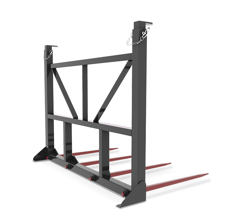 HLA Four Prong Bale Spear with Adjustable Guard for Skid Steer