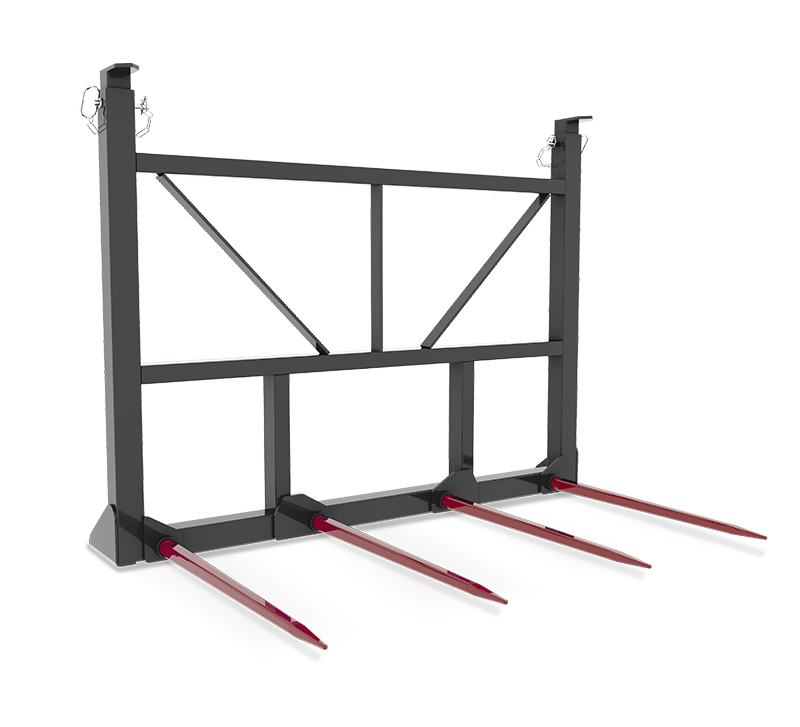 HLA Four Prong Bale Spear with Adjustable Guard for Skid Steer