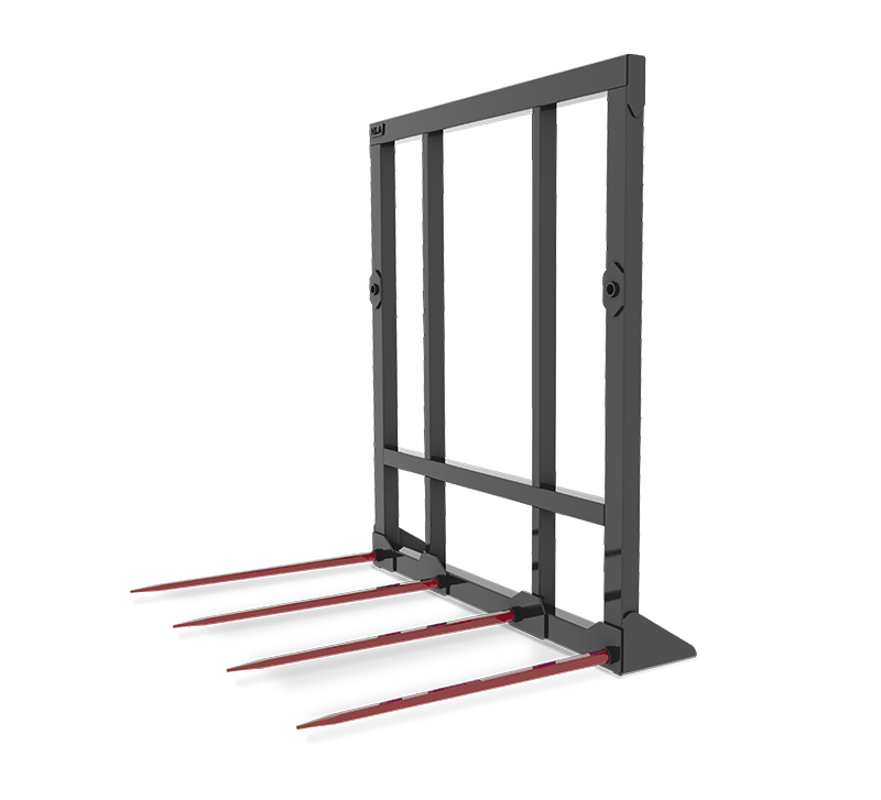 HLA Four Prong Bale Spear and Rigid Frame for Skid Steer