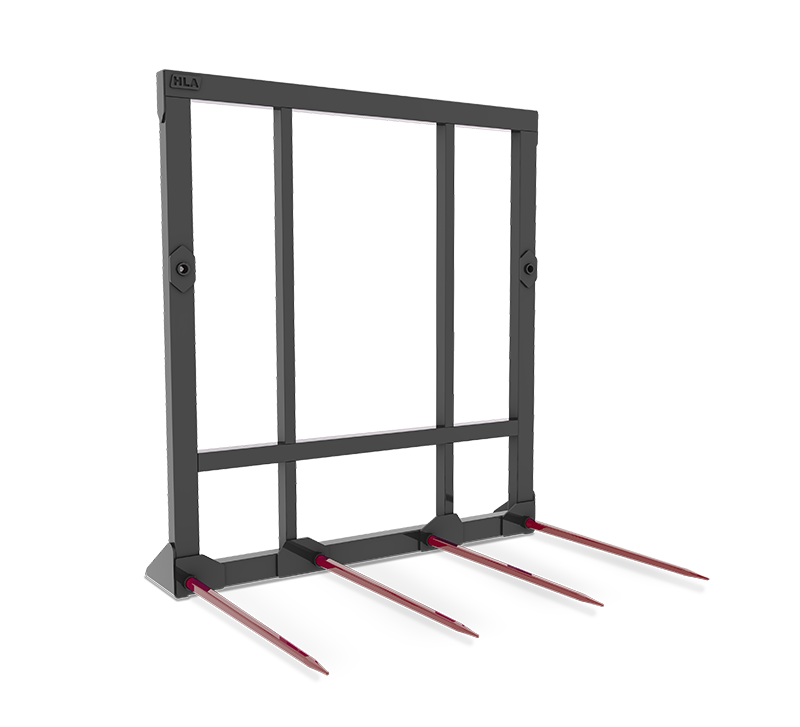 HLA Four Prong Bale Spear and Rigid Frame for Skid Steer
