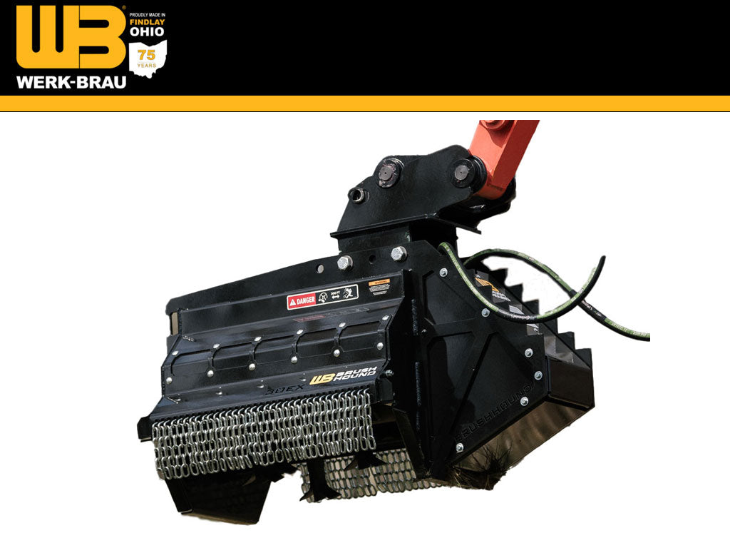 WERK-BRAU Brushhound 30EX Series flail shredder for 8000 to 13000 Lbs. excavators