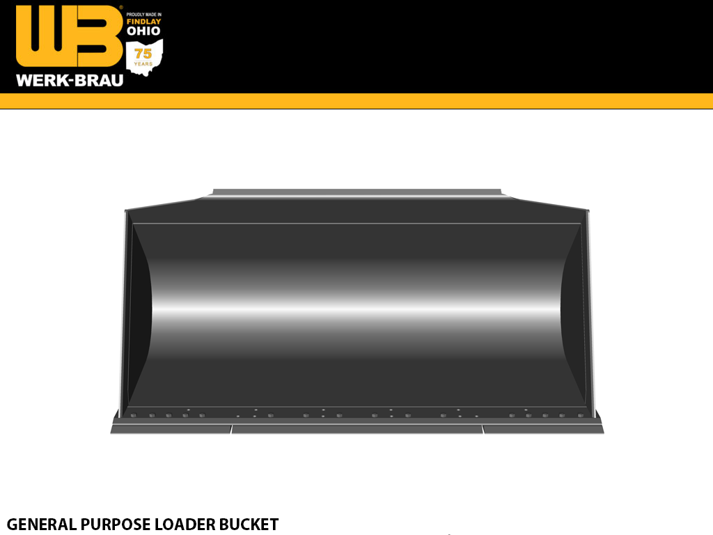 WERK-BRAU General Purpose Loader buckets for Wheel loaders 30,000 - 33,000 lbs. (class 3.5)