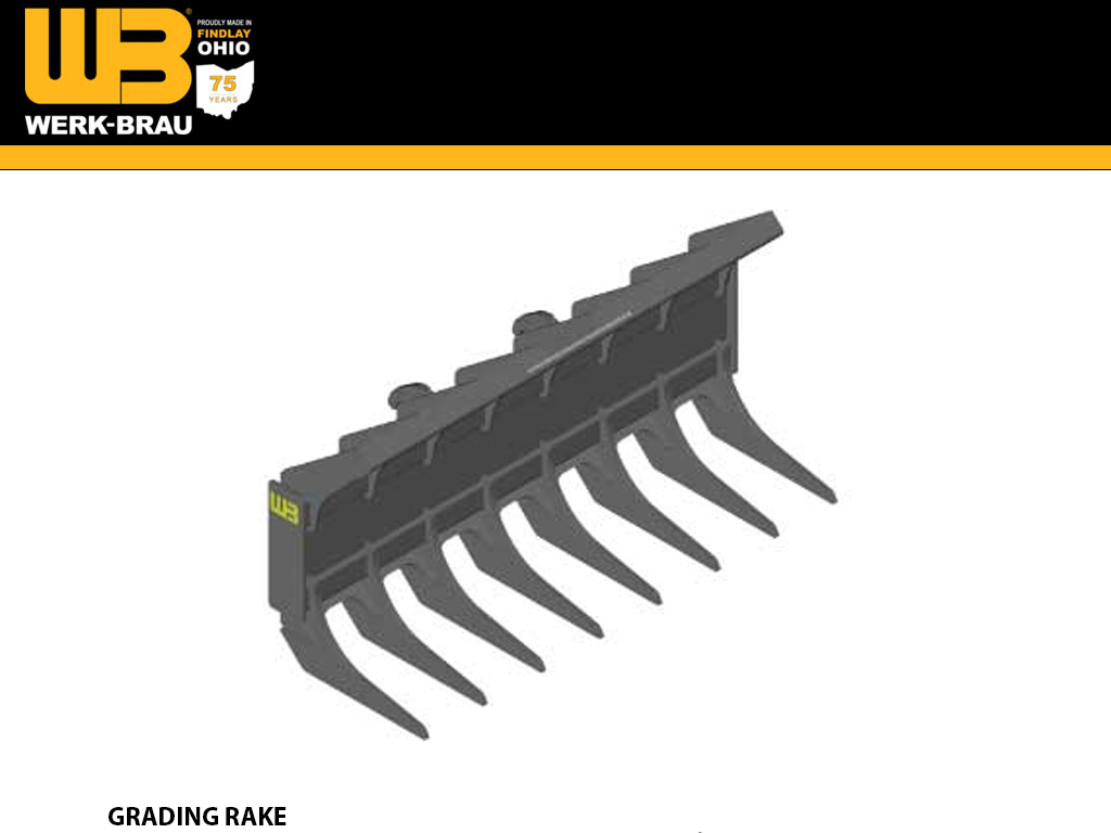 WERKBRAU Grading Rake for Wheel loaders 33,000 43,000 lbs. (class 4