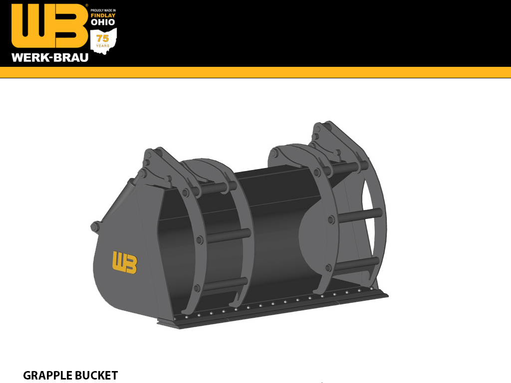 WERK-BRAU Grapple Bucket for Wheel loaders 14,000 - 19,000 lbs. (class 1)