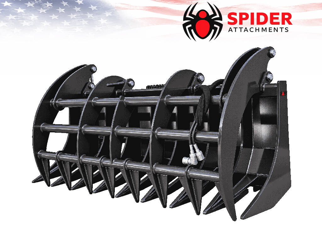 SPIDER Heavy Duty Grapple Rake for skid steer loaders