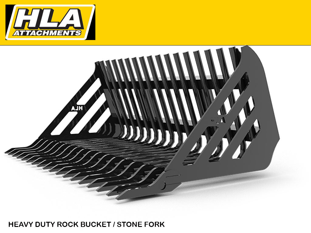 HLA Heavy Duty Rock Bucket / Stone Fork for Skid Steer Langefels