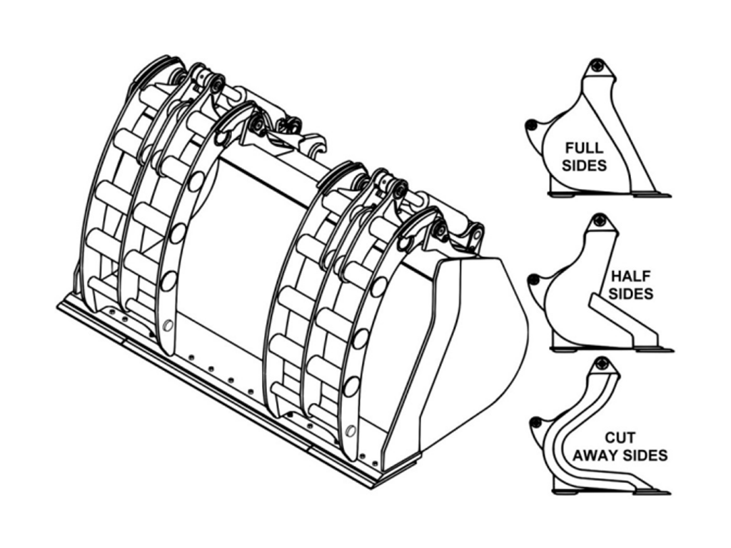 TAG Heavy Duty Recycling Grapple Bucket for Wheel Loaders at waste transfer recycling facilities